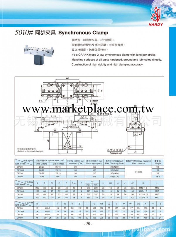 供應 臺灣翰坤 HARDY  同步夾具 CP-20等工廠,批發,進口,代購