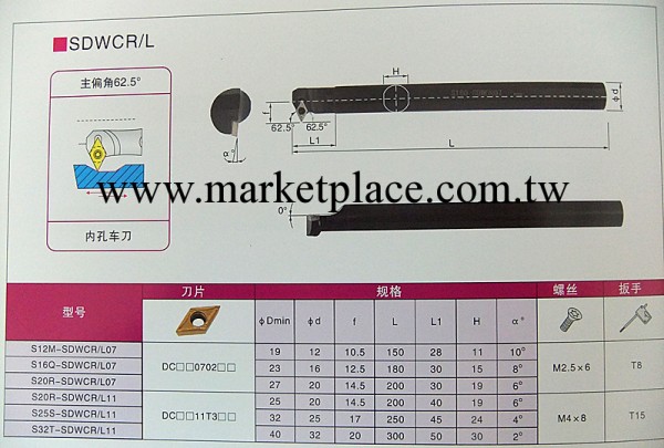 自產自銷/高品質數控刀桿/螺釘式62.5度內孔車刀S12M-SDWCR/L07工廠,批發,進口,代購