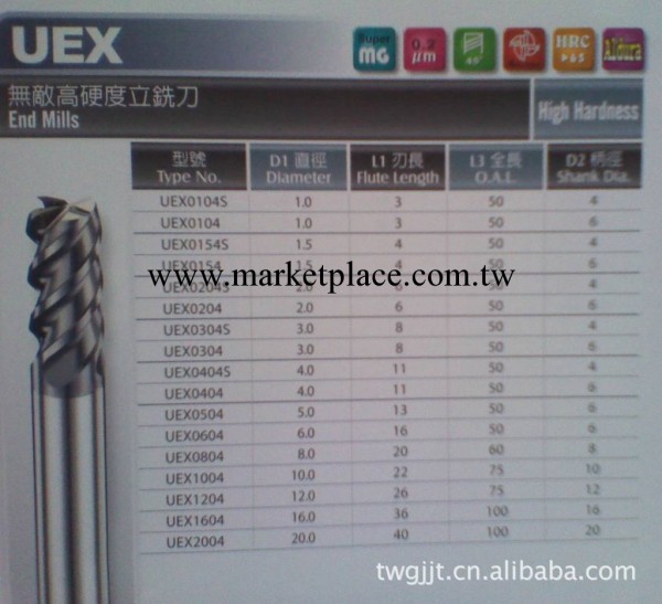臺灣DHF鎢鋼銑刀總代理  UEX系列高速高硬度鎢鋼銑刀 DHF特級代理批發・進口・工廠・代買・代購