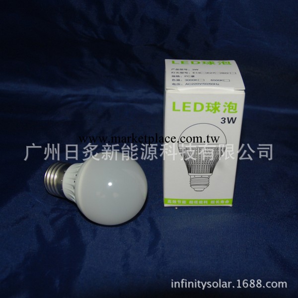 220V 3W 塑料LED球泡燈 正白 E27工廠,批發,進口,代購