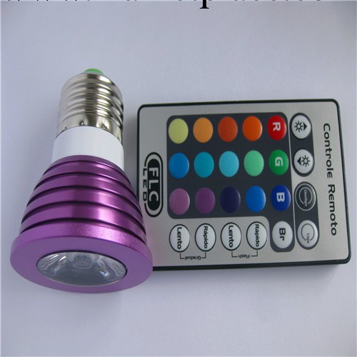 紫色3W LED RGB射燈 七彩射燈 七彩RGB遙控射燈 彩色背景裝飾燈批發・進口・工廠・代買・代購