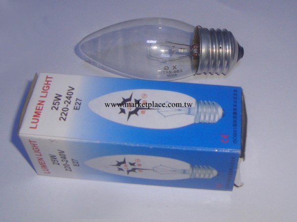 蠟燭頭透明燈泡 螺口 25W/40W/60w/E27 批發工廠,批發,進口,代購