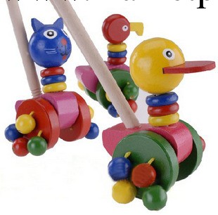 木制玩具推拉玩具鍛煉兒童手臂肌肉學步好幫手荷木卡通手推動物工廠,批發,進口,代購