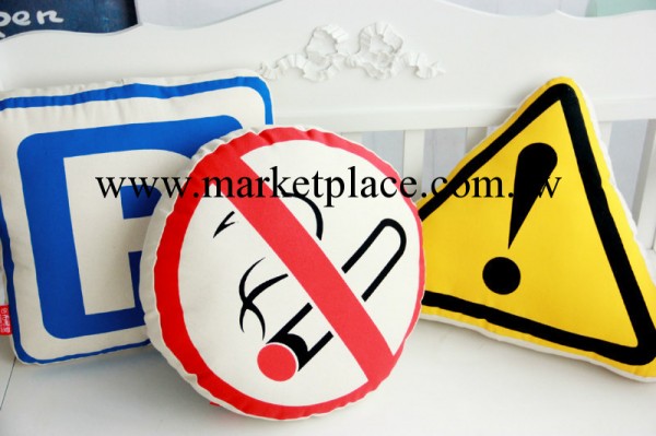 車標抱枕停車禁止吸煙註意危險 交通標志卡通創意抱枕靠枕工廠,批發,進口,代購
