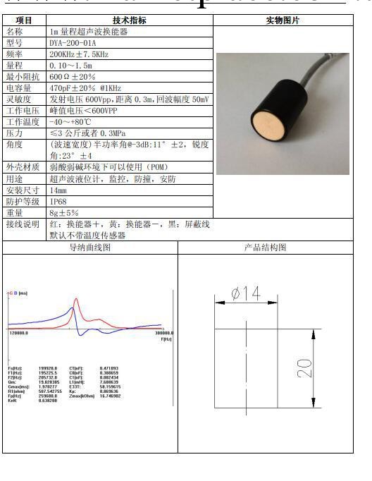 福建名牌 200KHz 氣體超音波換能器 流量檢測 液位檢測 專業品質工廠,批發,進口,代購