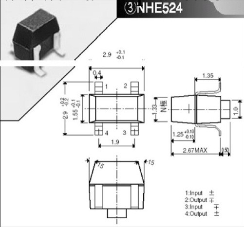 專業分銷 NHE524TU	高靈敏度銻化銦霍爾元件 歡迎詳詢工廠,批發,進口,代購