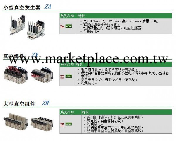 SMC  ZA/ZX/ZR系列真空發生器真空組件  特價供應工廠,批發,進口,代購