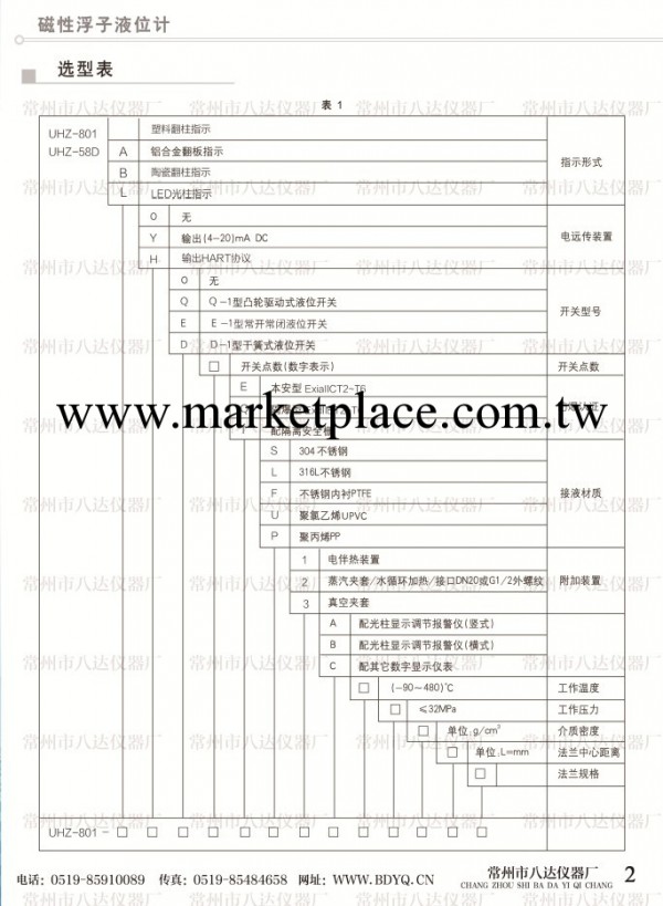 磁性浮子液位計選型表批發・進口・工廠・代買・代購