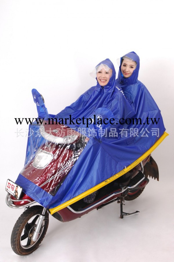 特惠406青山摩托車電動車雨衣 雙人雨披套裝大帽簷加厚終生不脫膠工廠,批發,進口,代購