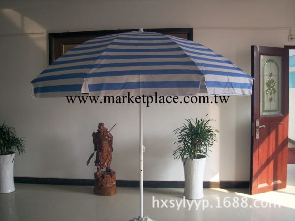 廠傢供應戶外休閒太陽傘 藍色條紋圓形沙灘傘 直桿太陽傘工廠,批發,進口,代購