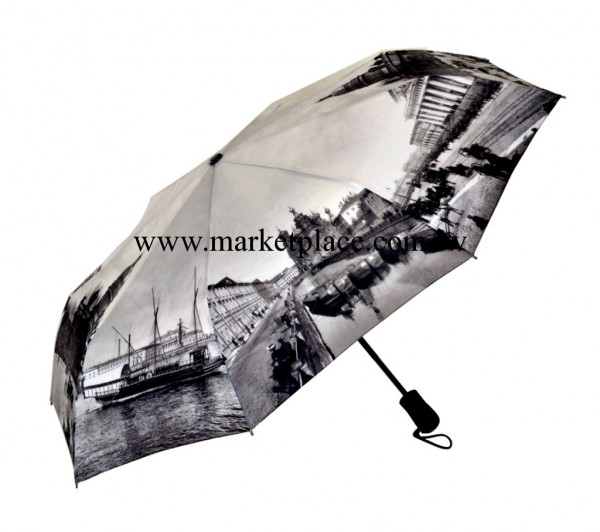 創意雨傘希臘聖彼得堡風景三折全自動雨傘 全自動傘折疊雨傘抗風工廠,批發,進口,代購