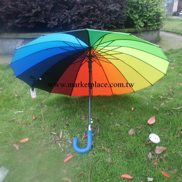 專業供應上虞16K晴雨傘 創意廣告雨傘 自動開直桿彩虹雨傘工廠,批發,進口,代購