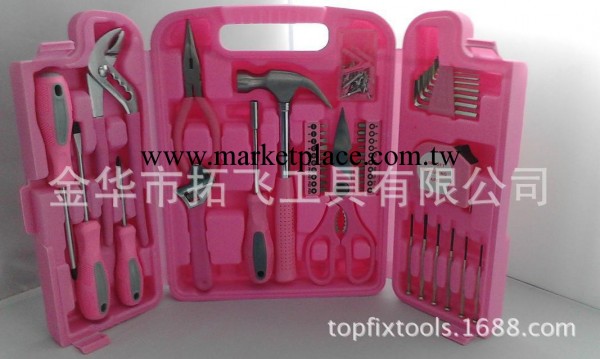 45件套粉色女士工具組套45PCS傢用成套工具PE吹塑盒三折套裝批發・進口・工廠・代買・代購