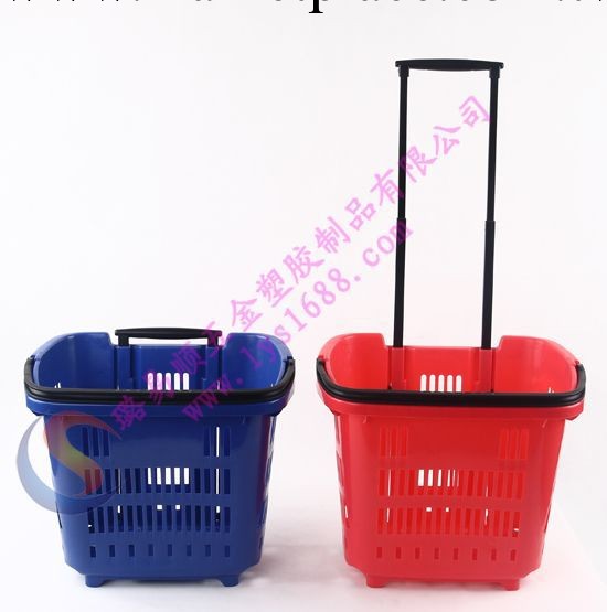 廠傢大量供應超市購物塑膠籃手提式買菜籃鐵拉桿塑料拉籃Y-01工廠,批發,進口,代購