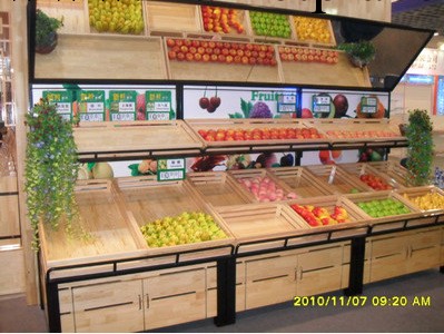鋼木水果架鋼木蔬菜架超市設備木制水果架木制蔬菜架木制貨架特價工廠,批發,進口,代購