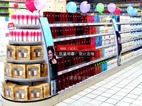 超市貨架 化妝品超市貨架  專為超市化妝品區提供專業陳列工廠,批發,進口,代購