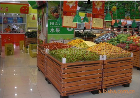 廣州日超生產 蔬菜架 超市木貨架 木制蔬果架工廠,批發,進口,代購