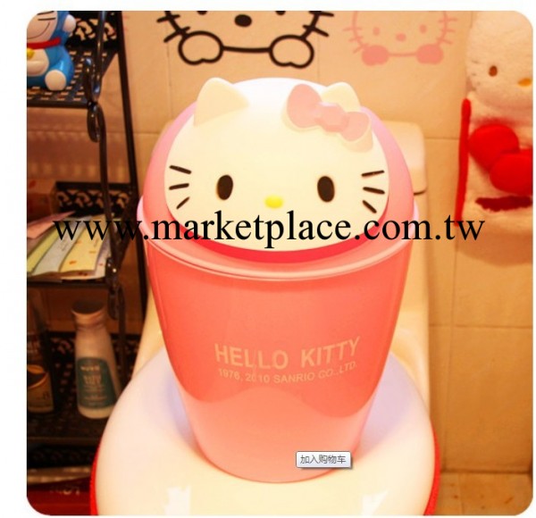 Hello Kitty可愛垃圾桶 卡通公仔頭翻蓋垃圾桶 KT貓雜物桶 收納桶工廠,批發,進口,代購