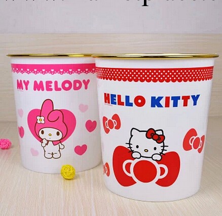 新款Hello Kitty 塑料可愛卡通垃圾桶收納桶紙簍 雜物桶大號工廠,批發,進口,代購