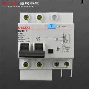 德力西電氣 DZ47LE-2P D40A  漏電保護斷路器工廠,批發,進口,代購