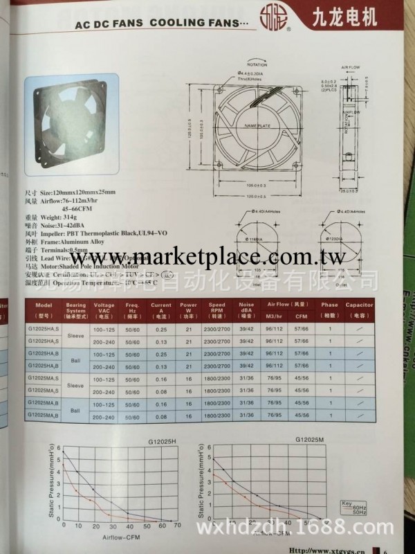 供應 九龍電機  軸流風機G12038HA2S工廠,批發,進口,代購