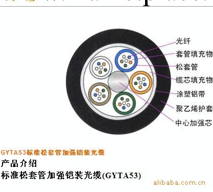 GYTA53標準松套管加強鎧裝光纜 光纖工廠,批發,進口,代購