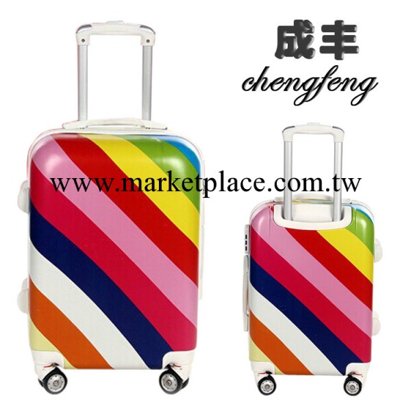 正品ABS萬向輪彩虹拼色旅行箱拉桿箱手提箱行李箱登機箱可供批發工廠,批發,進口,代購
