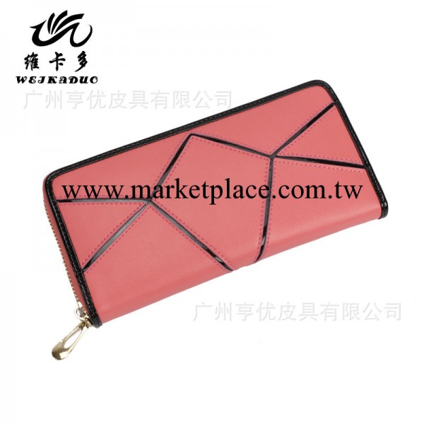 維卡多真皮長款錢包 韓版女士拉鏈錢夾 牛皮幾何拉鏈手拿包3328工廠,批發,進口,代購