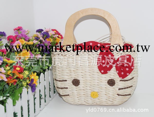 貿易 草編包 藤編包新款kitty可愛草編包手提包 草編包工廠,批發,進口,代購