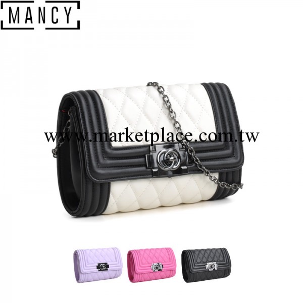 歐美手抓女包 小黑白菱格鏈條手包 女士手拿包斜跨單肩小香風包包工廠,批發,進口,代購
