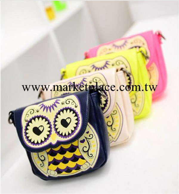 2014新款潮歐美風女卡通可愛貓頭鷹小包斜挎單肩手拿包零錢包工廠,批發,進口,代購