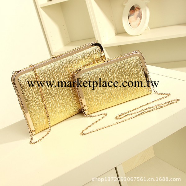 2014新款金色銀色極簡風亮面金屬質感手拿包鏈條包盒子包廠價直銷工廠,批發,進口,代購