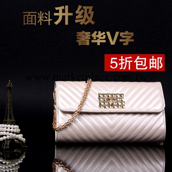 明日之星2014夏季新款歐美大牌時尚壓紋鏈條女包V字單肩包手拿包工廠,批發,進口,代購