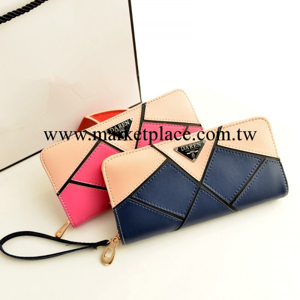 【夥拼】新款撞色手拿包 女長款拼色拉鏈包  女士錢包手提零錢包工廠,批發,進口,代購