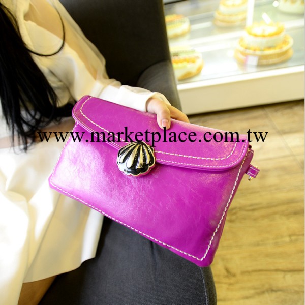 2014新款油皮手提小包時尚貝殼鎖小包接頭百搭女士錢包手拿包批發工廠,批發,進口,代購