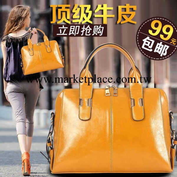 2014新款潮女士包包單肩斜挎手提包真皮時尚女包復古油蠟牛皮大包工廠,批發,進口,代購