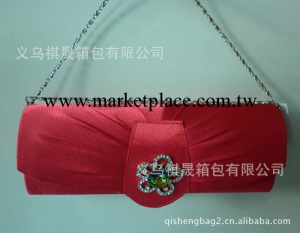 【祺晟】廠傢直銷新款時尚色丁紅色晚宴包 靚麗玫紅色 晚裝包工廠,批發,進口,代購