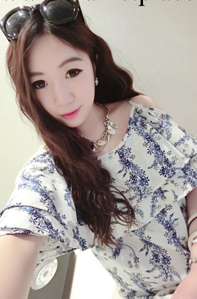 30184 2014夏季韓版超洋氣荷葉邊吊帶印花連衣裙一件代發好質量工廠,批發,進口,代購
