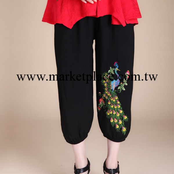 2014夏裝新款媽媽裝七分褲休閒松緊腰中老年女裝老年人褲子女工廠,批發,進口,代購