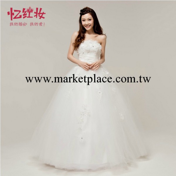 韓式最新款 蕾絲抹胸婚紗 新娘齊地婚紗禮服大碼孕婦可穿H12094批發・進口・工廠・代買・代購