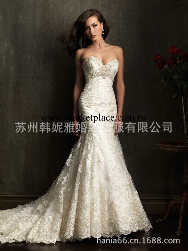 2013抹胸款蕾絲材質韓版風格婚紗，蕾絲拖尾婚紗，定制新娘婚紗工廠,批發,進口,代購