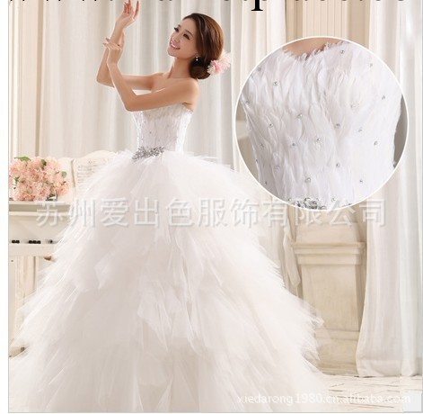 批發供應 新款羽毛公主婚紗  新娘婚紗  廠傢直發 1件起批工廠,批發,進口,代購