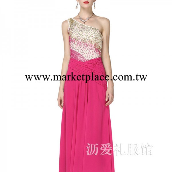 2014新款斜肩水鉆婚紗禮服  主持服伴娘禮服廠傢直銷批發工廠,批發,進口,代購