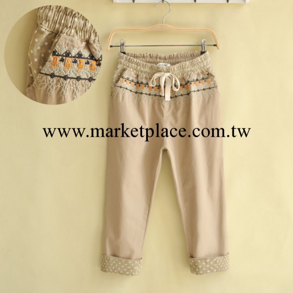 P.E.I GIRL夏季新款女士7分褲 民族刺繡棉麻薄款休閒褲女褲A109工廠,批發,進口,代購