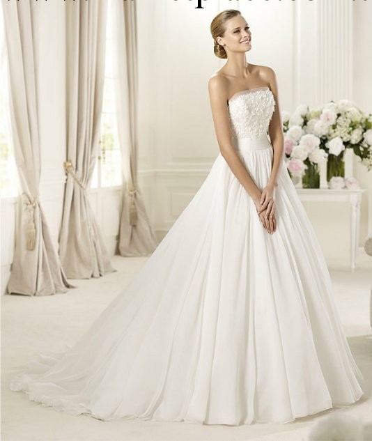 婚紗禮服 抹胸蕾絲小拖尾婚紗pronovias 廣州 結婚婚紗禮服工廠,批發,進口,代購