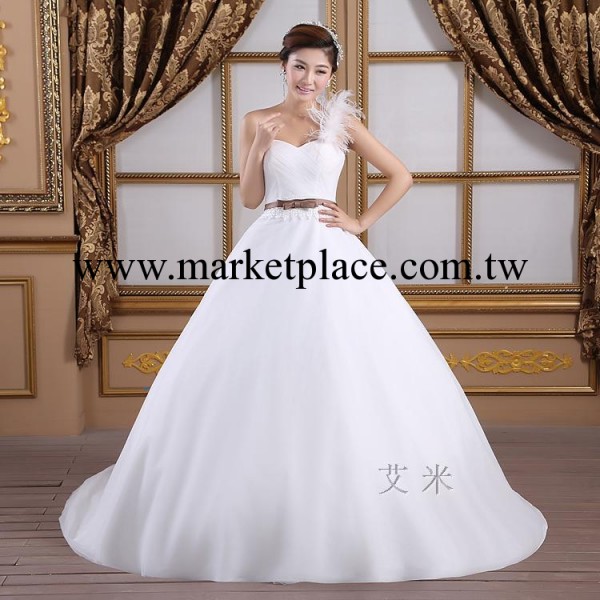 婚紗禮服新款白色新娘結婚抹胸簡約單肩大碼長拖尾婚紗影樓批發批發・進口・工廠・代買・代購