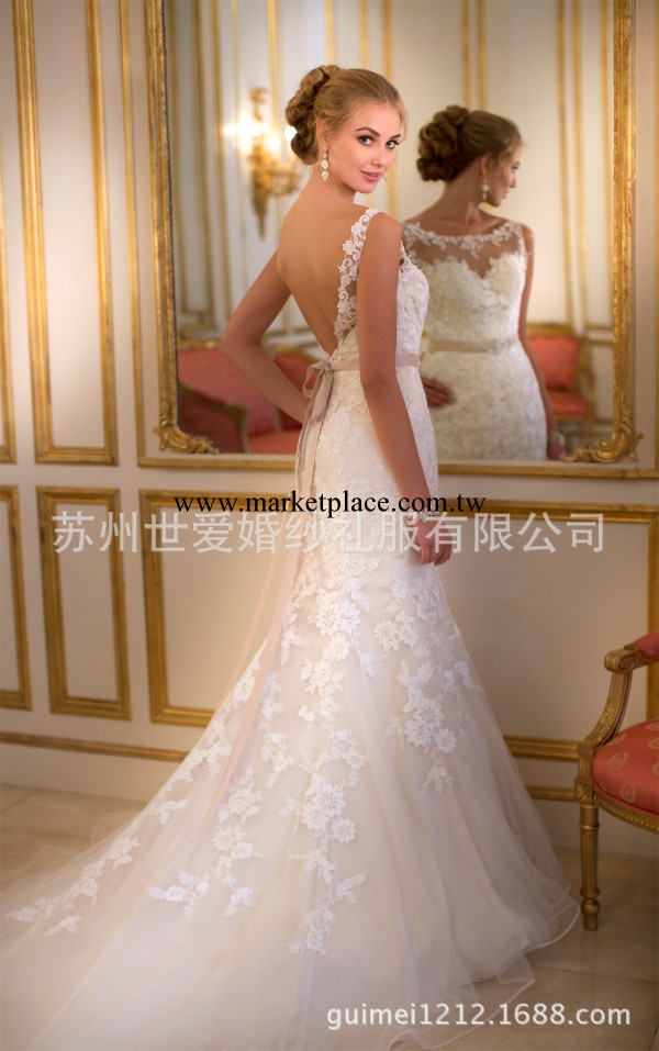 2014新款婚紗歐美 露背設計 魚尾拖尾雙肩帶 俄羅斯婚紗禮服V105工廠,批發,進口,代購