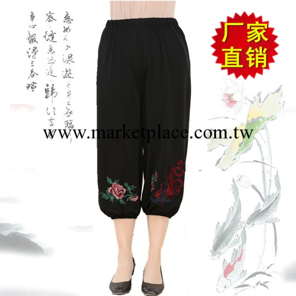 2014夏季女裝 民族風刺繡女褲 七分休閒褲 時尚媽媽裝 中老年服裝工廠,批發,進口,代購