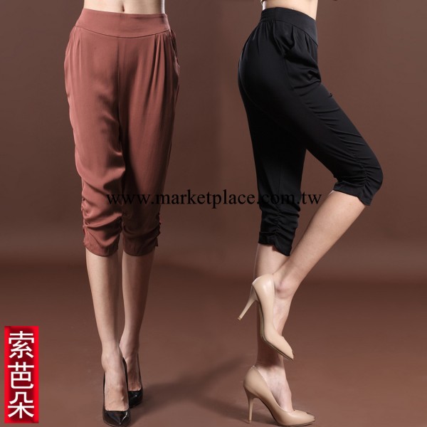 縷伊 夏女褲高檔桑蠶絲大碼內搭褲絲綢小腳七分褲 真絲哈倫褲工廠,批發,進口,代購