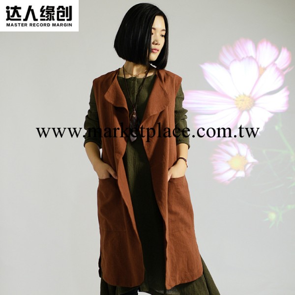 韓版冬季棉麻女裝 時尚純色馬甲 無袖開衫馬甲 女裝廠傢直銷批發工廠,批發,進口,代購